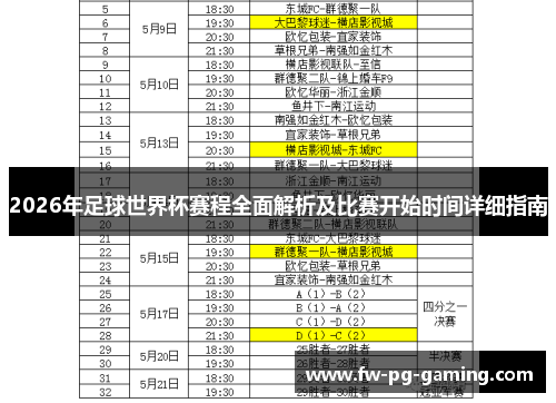 2026年足球世界杯赛程全面解析及比赛开始时间详细指南