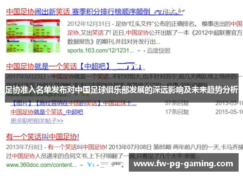 足协准入名单发布对中国足球俱乐部发展的深远影响及未来趋势分析